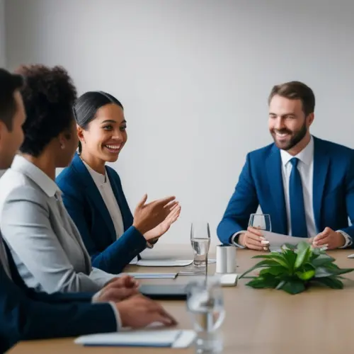 Betriebsratsmitglieder sitzen gemeinsam am Tisch zur konstituierenden Sitzung und wählen den Vorsitzenden des neu gegründeten Betriebsrats
